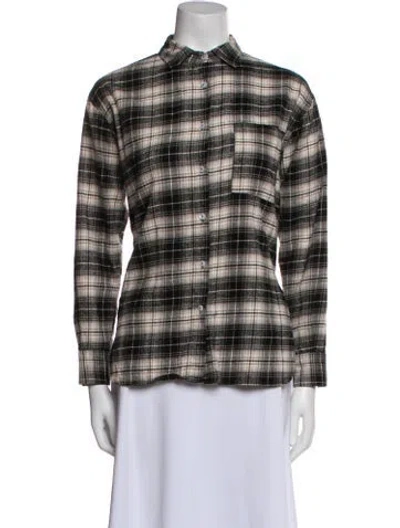 Pre-owned A Shirt Thing Plaid Print Long Sleeve Button-up Top In Black