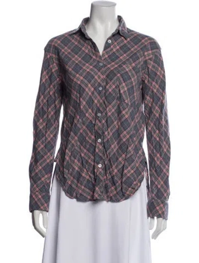 Pre-owned A Shirt Thing Plaid Print Long Sleeve Button-up Top In Multi
