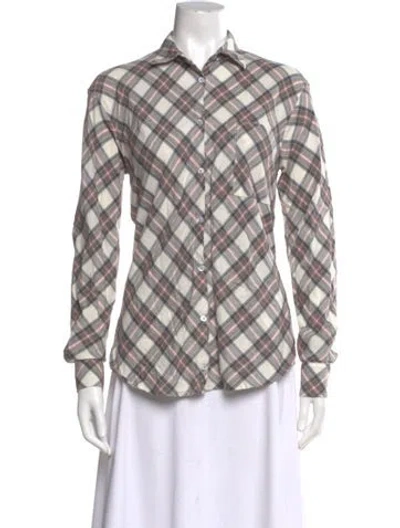 Pre-owned A Shirt Thing Plaid Print Long Sleeve Top In Gray
