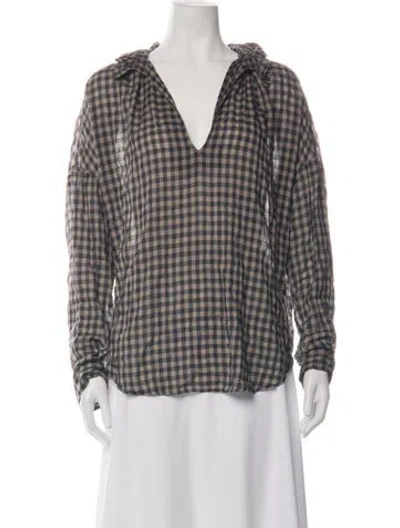 Pre-owned A Shirt Thing Plaid Print V-neck Top In Multicolor