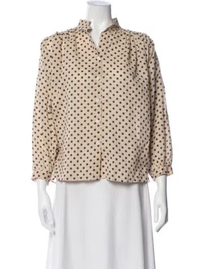 Pre-owned A Shirt Thing Polka Dot Print Long Sleeve Top In Neutral