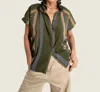 A Shirt Thing Stella Big Stripe Shirt In Olive Stripe In Multi