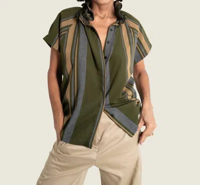 A Shirt Thing Stella Big Stripe Shirt In Olive Stripe In Multi