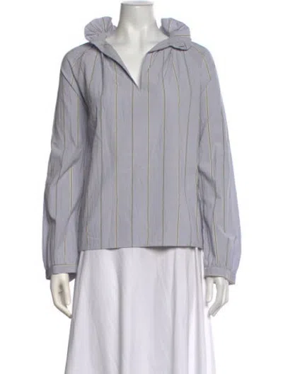 Pre-owned A Shirt Thing Striped Long Sleeve Blouse In Grey