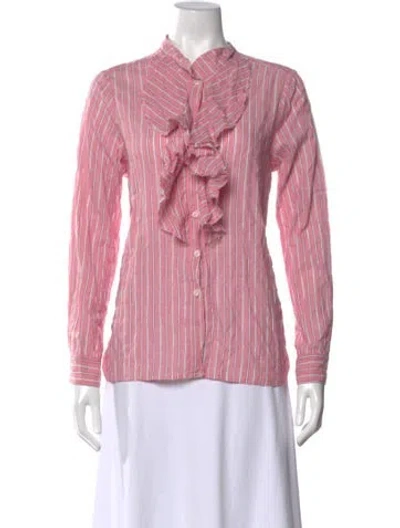 Pre-owned A Shirt Thing Striped Long Sleeve Blouse In Pink