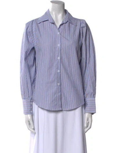 Pre-owned A Shirt Thing Striped Long Sleeve Button-up Top In Blue