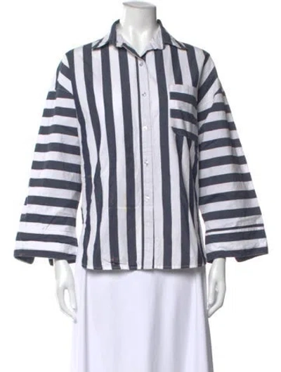 Pre-owned A Shirt Thing Striped Long Sleeve Button-up Top In Blue