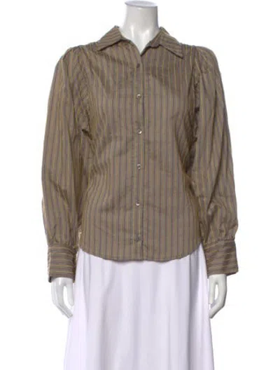 Pre-owned A Shirt Thing Striped Long Sleeve Button-up Top In Brown