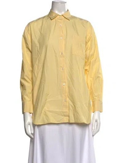 Pre-owned A Shirt Thing Striped Long Sleeve Button-up Top In Neutrals/yellow