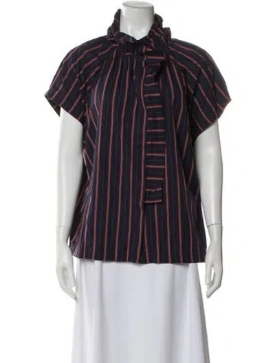 Pre-owned A Shirt Thing Striped Short Sleeve Blouse In Blue