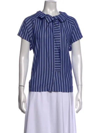 Pre-owned A Shirt Thing Striped Short Sleeve Blouse In Blue