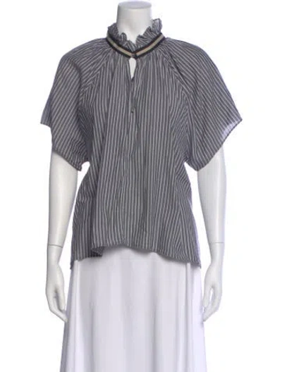 Pre-owned A Shirt Thing Striped Short Sleeve Blouse In Multi