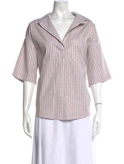 Pre-owned A Shirt Thing Striped Short Sleeve Blouse In Multicolor
