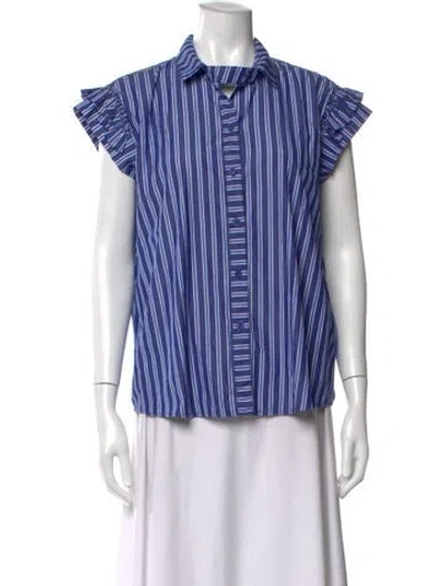 Pre-owned A Shirt Thing Striped Short Sleeve Top In Blue