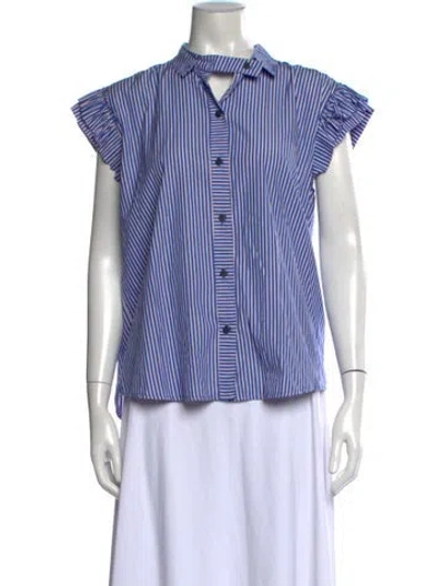 Pre-owned A Shirt Thing Striped Short Sleeve Top In Blue