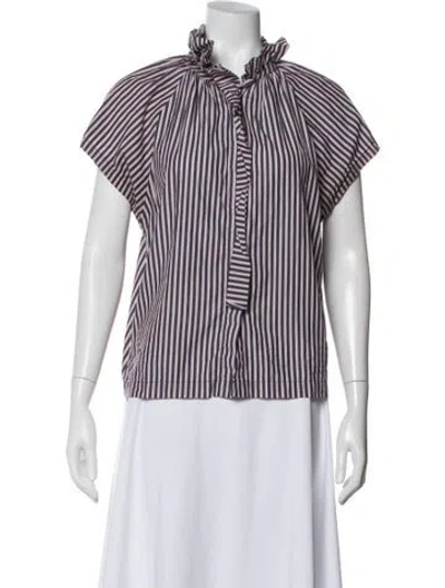 Pre-owned A Shirt Thing Striped Short Sleeve Top In White