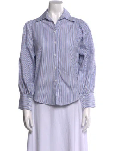 Pre-owned A Shirt Thing Striped Three-quarter Sleeve Button-up Top In Multi