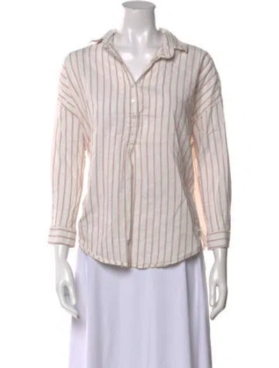 Pre-owned A Shirt Thing Striped Three-quarter Sleeve Button-up Top In Pink
