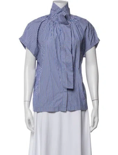 Pre-owned A Shirt Thing Striped Tie Neck Top In Multi