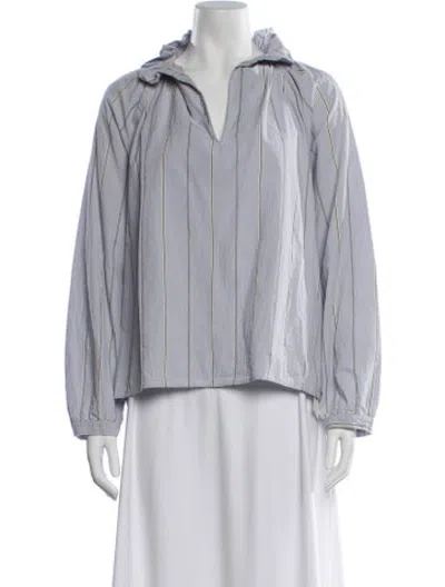 Pre-owned A Shirt Thing Striped V-neck Blouse In Blue