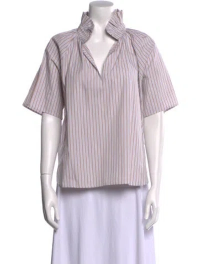 Pre-owned A Shirt Thing Striped V-neck Button-up Top In Multi