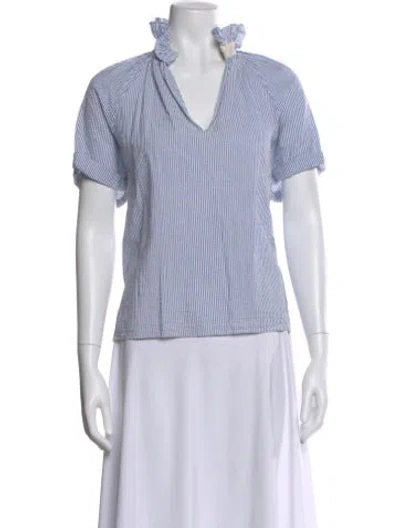 Pre-owned A Shirt Thing Striped V-neck Top In Blue