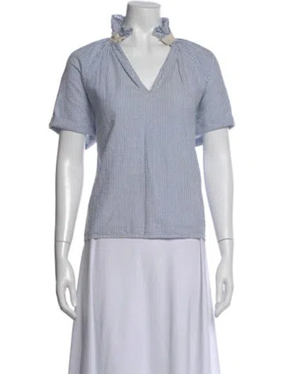 Pre-owned A Shirt Thing Striped V-neck Top In Blue