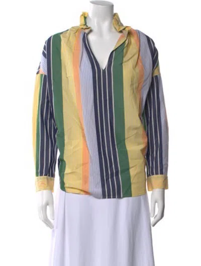 Pre-owned A Shirt Thing Striped V-neck Top In Blue