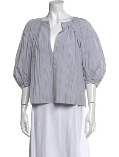 Pre-owned A Shirt Thing Striped V-neck Top In Blue