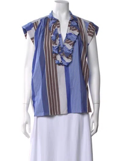 Pre-owned A Shirt Thing Striped V-neck Top In Blue