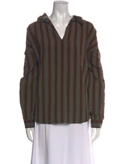 Pre-owned A Shirt Thing Striped V-neck Top In Multicolor
