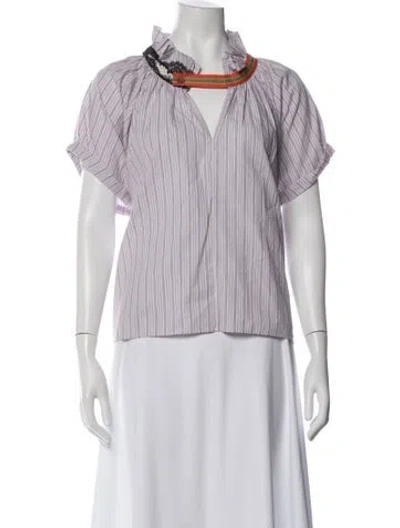 Pre-owned A Shirt Thing Striped V-neck Top In Pink