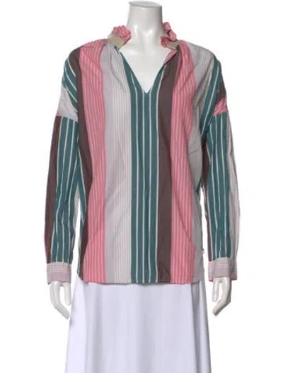 Pre-owned A Shirt Thing Striped V-neck Top In Pink