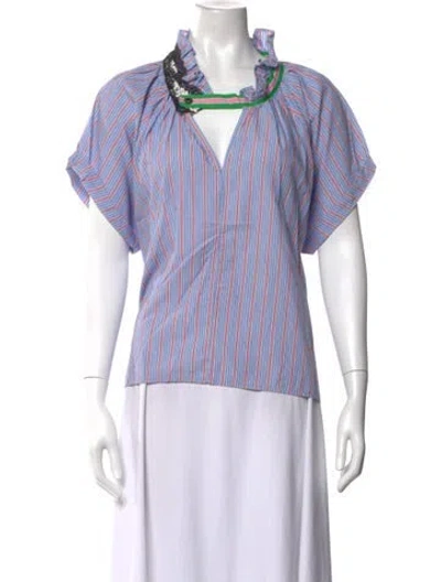 Pre-owned A Shirt Thing Striped V-neck Top In Pink