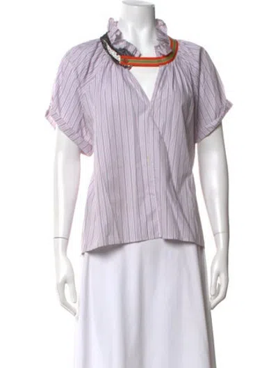 Pre-owned A Shirt Thing Striped V-neck Top In Pink
