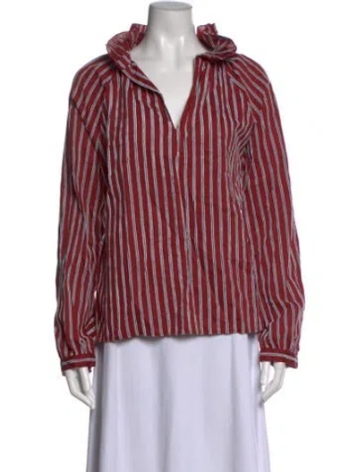 Pre-owned A Shirt Thing Striped V-neck Top In Red