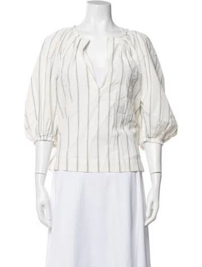 Pre-owned A Shirt Thing Striped V-neck Top In White