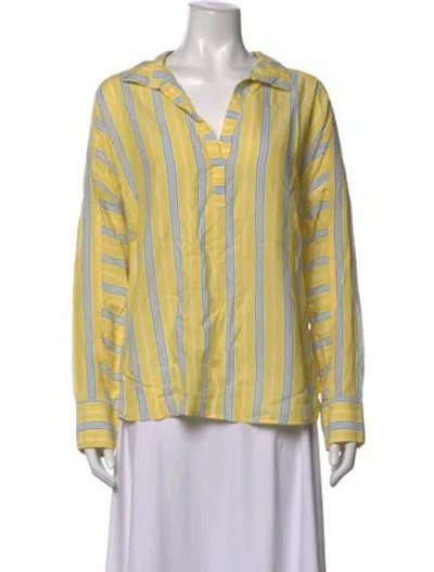 Pre-owned A Shirt Thing Striped V-neck Top In Yellow