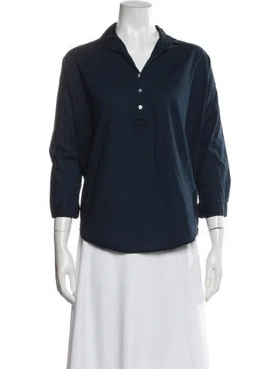 Pre-owned A Shirt Thing Three-quarter Sleeve Blouse In Blue