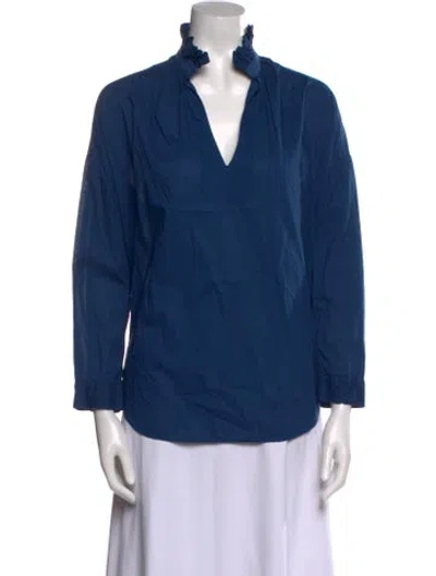 Pre-owned A Shirt Thing Three-quarter Sleeve Blouse In Blue