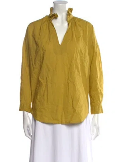 Pre-owned A Shirt Thing Three-quarter Sleeve Blouse In Yellow