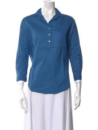 Pre-owned A Shirt Thing Three-quarter Sleeve Button-up Top In Blue