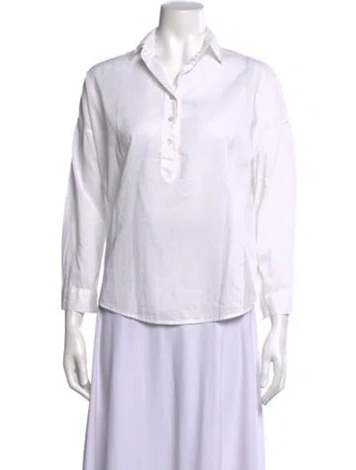 Pre-owned A Shirt Thing Three-quarter Sleeve Button-up Top In White