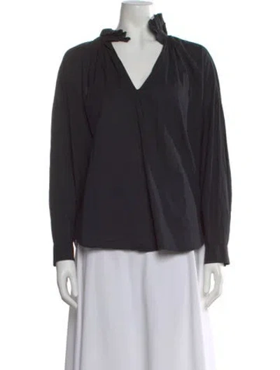 Pre-owned A Shirt Thing V-neck Long Sleeve Blouse In Black