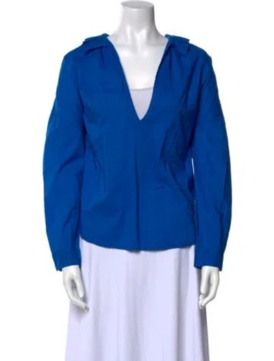 Pre-owned A Shirt Thing V-neck Long Sleeve Blouse In Blue