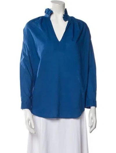 Pre-owned A Shirt Thing V-neck Long Sleeve Blouse In Blue