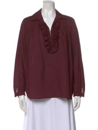 Pre-owned A Shirt Thing V-neck Long Sleeve Blouse In Burgundy