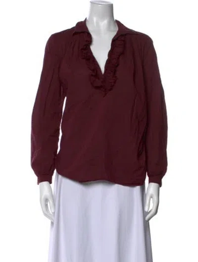Pre-owned A Shirt Thing V-neck Long Sleeve Blouse In Burgundy