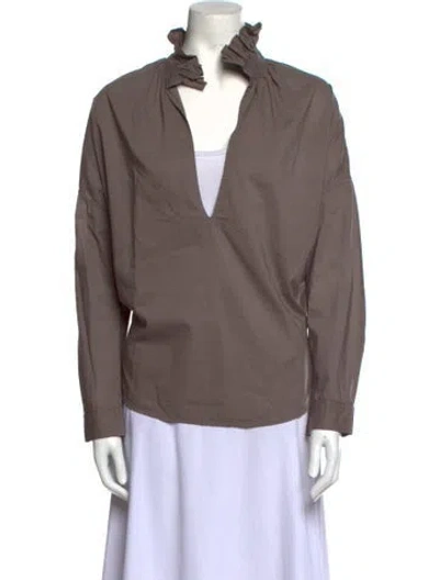 Pre-owned A Shirt Thing V-neck Long Sleeve Blouse In Gray