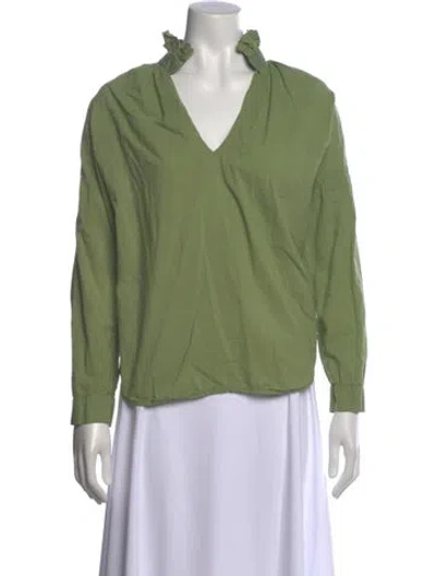 Pre-owned A Shirt Thing V-neck Long Sleeve Blouse In Green